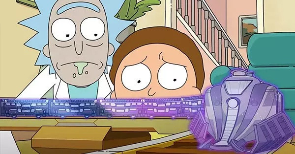 Was there an advertisement for the Story Train in episode 5 of Rick and Morty season 5?